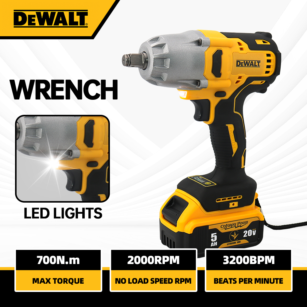 Chave de impacto DEWALT 20V máx. 1/2 pol. 700N. m Alto Torque Sem Bateria Destacável Pneu de Carro Brushless Chave Sem Fio Ferramentas Elétricas