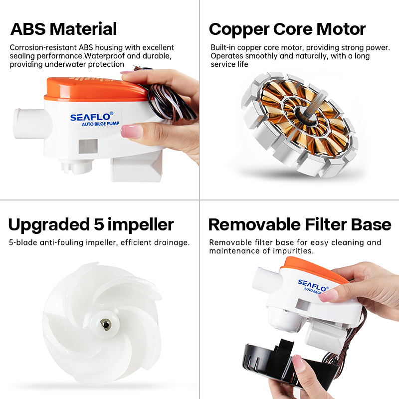 国内flo-水中排水ポンプ,水中DC小型ポンプ,24v,12v