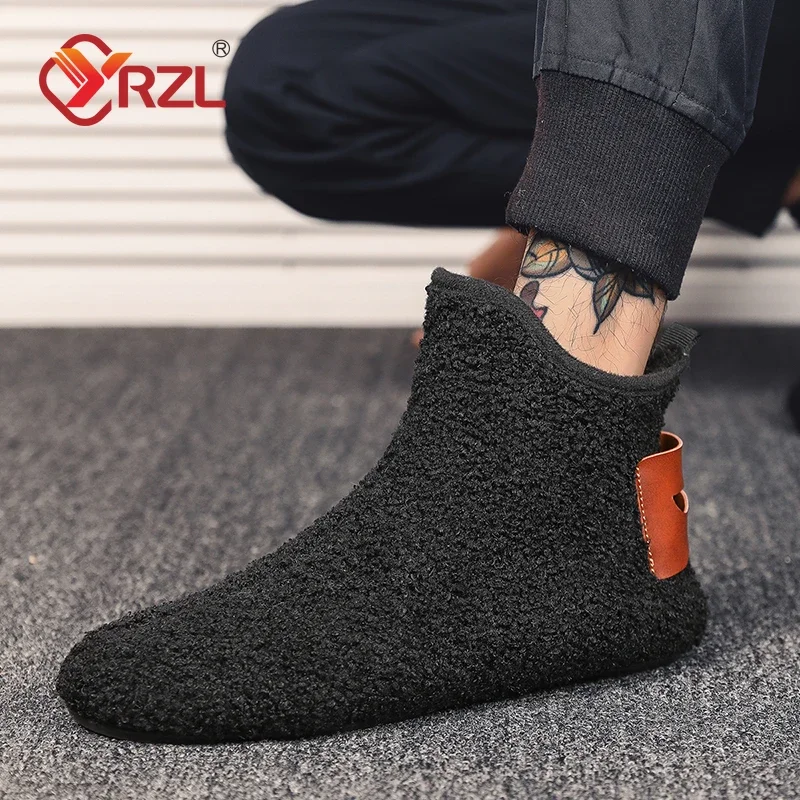 YRZL Winter Baumwolle Schuhe Männer High Top Warm Slip auf Leichte Hausschuhe Männer Plüsch Innen Baumwolle Loafer Männer Winter Warme Schuhe