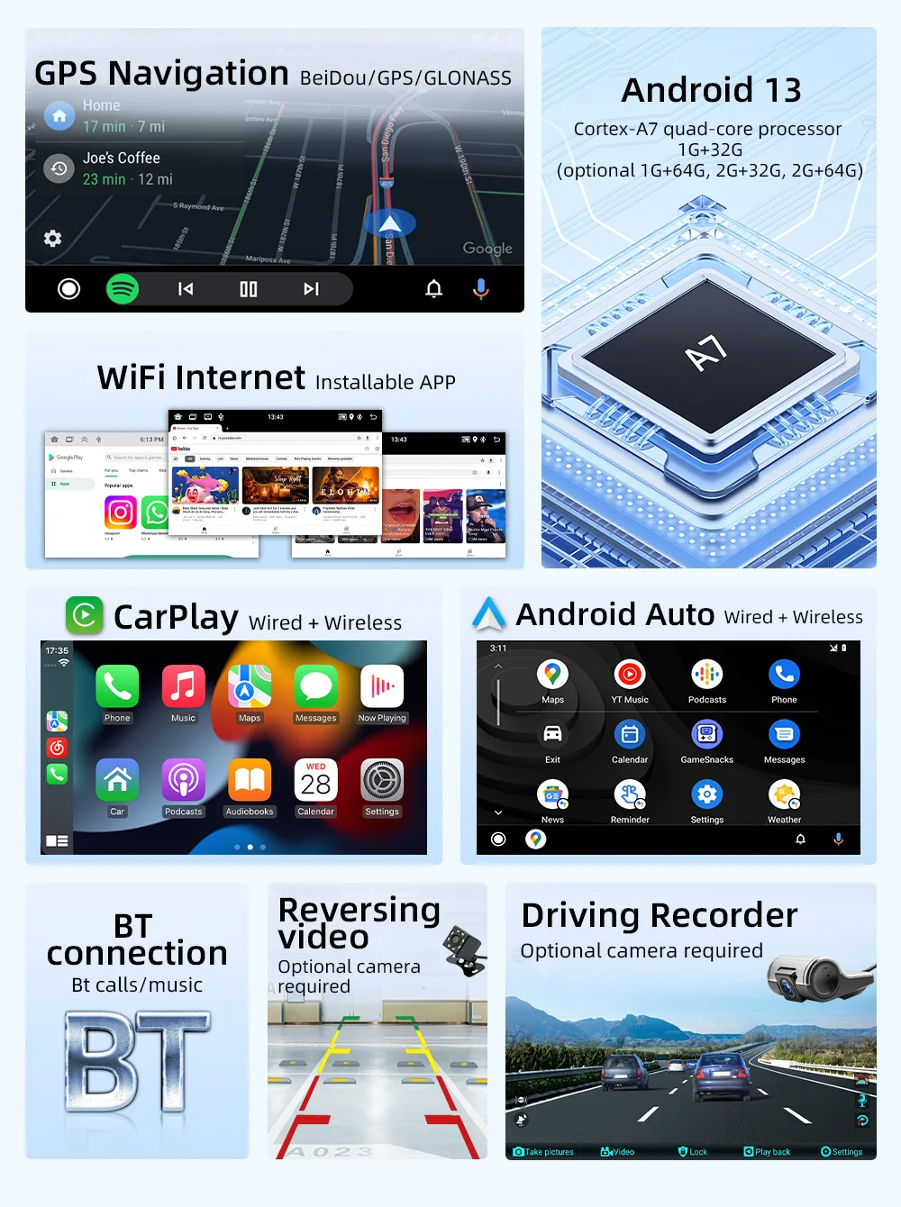 BQCC 7" Android 13 Octa Core Car Player Mirrorlink Carplay WIFI GRS For Volkswagen VW CC Passat B7 Polo Golf 5 6 Jetta mk5 mk6