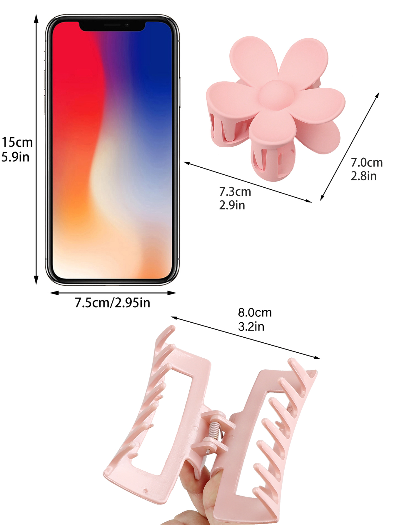 4 ชิ้นสีชมพูสีผม Claw คลิปอุปกรณ์เสริมหลายรูปแบบ, ดอกไม้ Claw คลิปสําหรับผมหนา, คลิปผมสําหรับผู้หญิงลื่น