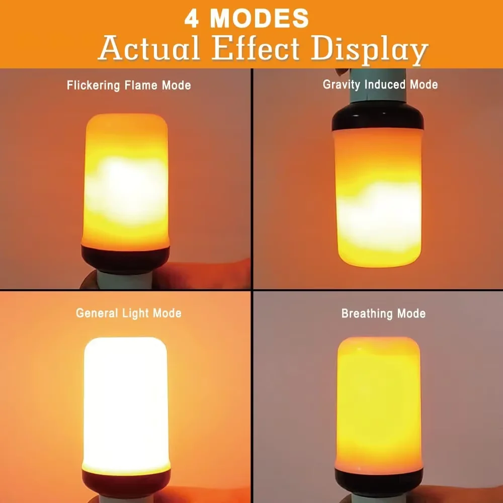 B22 E27 LED Flame Effect Light Bulb 4 Modes Flickering Fire Simulation for Party KTV Festival Garden Home Decor Outdoor Lighting