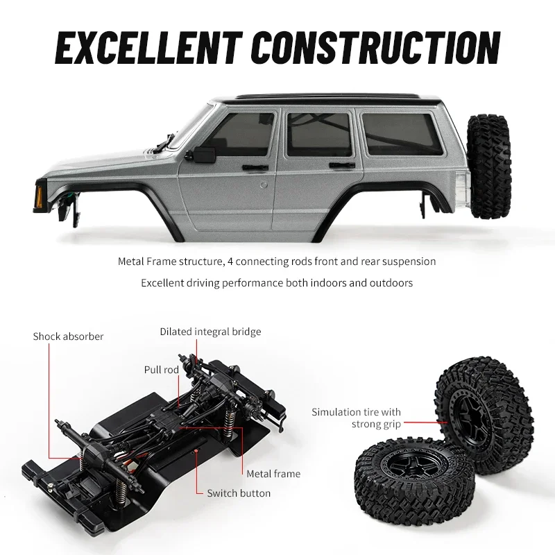 RC Auto Simulation Multi-Terrain 4WD Geländewagen 2,4G Simulation Auto Licht Design Klettern Crawler Lkw Spielzeug für Jungen Geschenk
