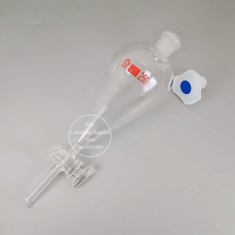 Embudo separador de vidrio en forma de pera con pistón de vidrio/PTFE para experimentos de laboratorio, 30ml, 60ml, 125ml, 250ml, 500ml, 1000ml, 1 Uds.