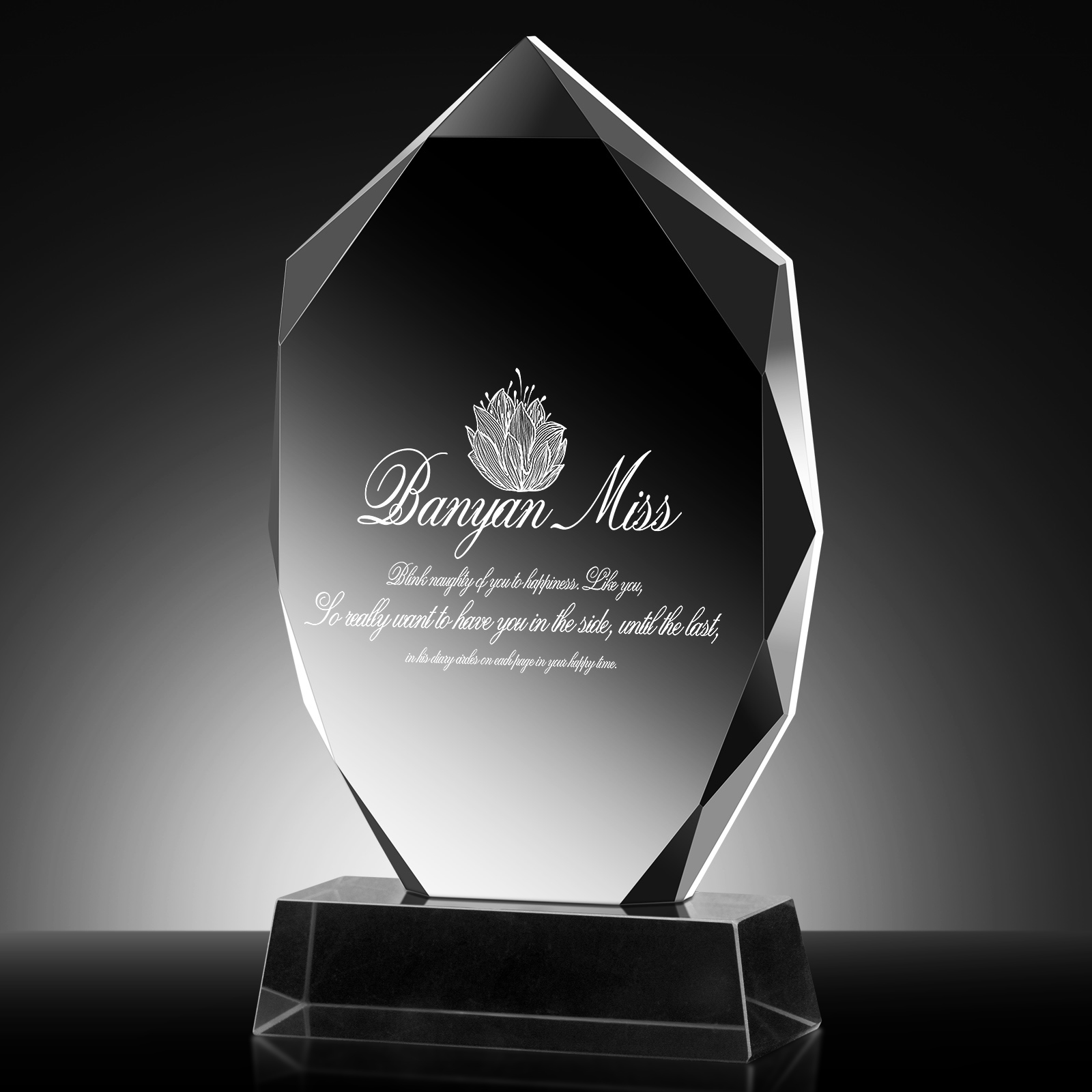 3D 内部彫刻無料カスタマイズされた結婚式ビジネス写真卒業シーズンクリスタルガラスギフトトロフィー記念碑