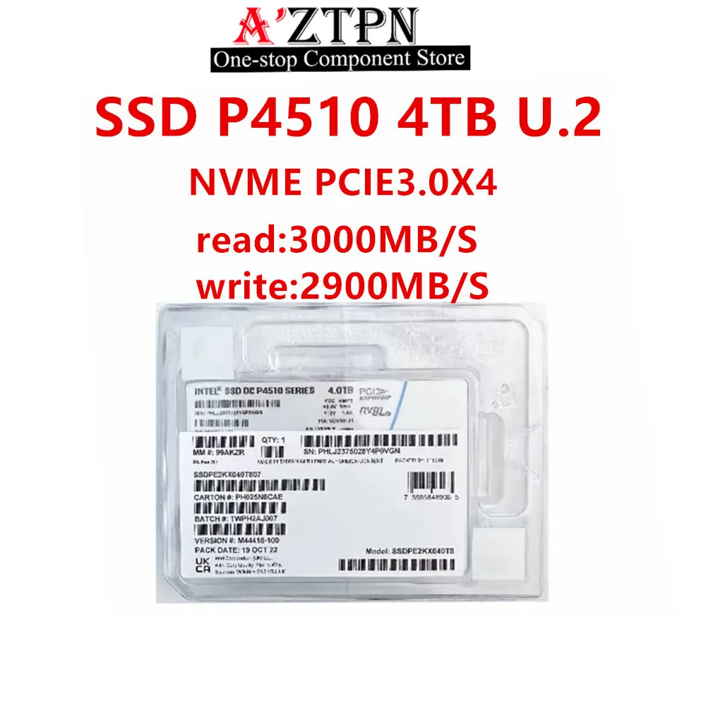 Intel ssd,p4510,8テラバイト,4テラバイト,2テラバイト,1テラバイト,u.2,nvme 2.5 ",サーバー,企業,新規,オリジナル,ssdpe2kx0用のソリッドステートドライブ