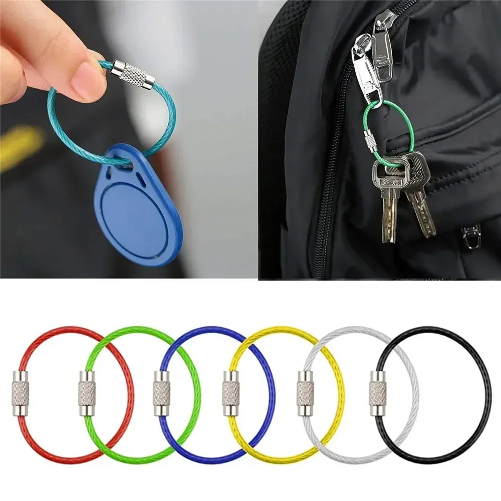 10 pacote multi cor fio inoxidável chaveiro cabo 6 inch1.5mm anel de chave de aço inoxidável loop sortido colorido chaveiro 2025