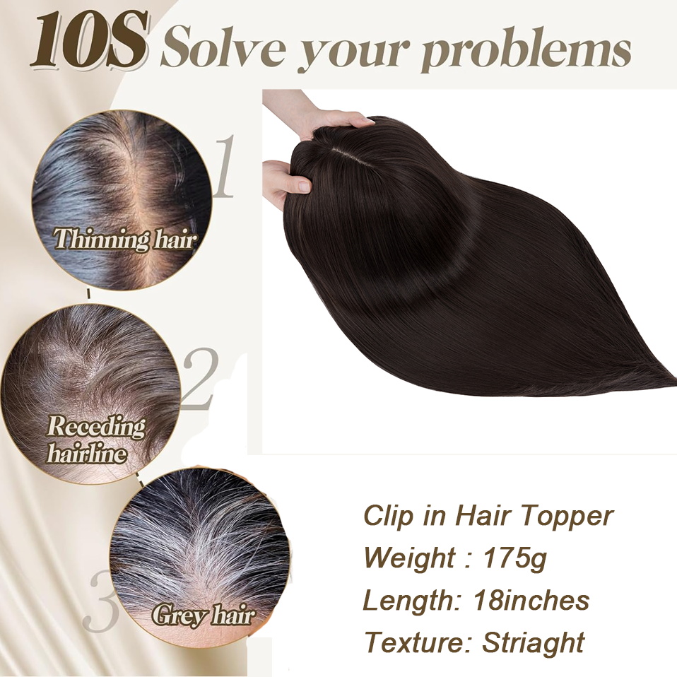Benehair toppers de cabelo com franja, 14 ''18'', para mulheres, sintético, 6x6, postiços superiores, perucas longas, clipe reto na extensão do cabelo