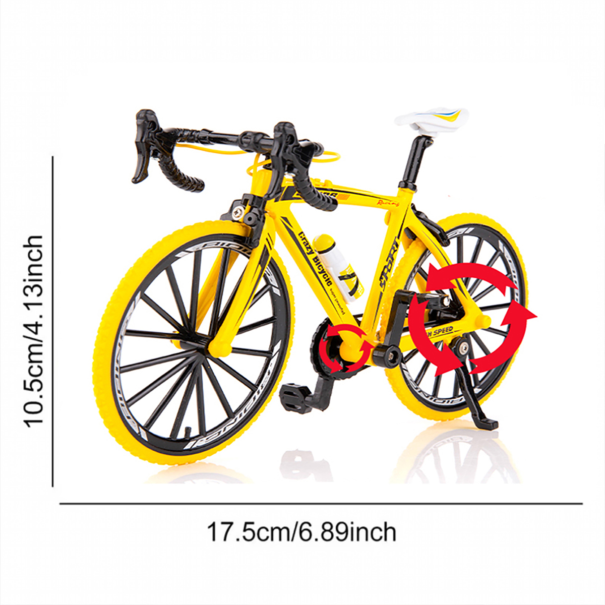1:10 Mini modèle doigt alliage vélo moulé sous pression montagne tout-terrain vélo jaune vélo jouet courbure simulation Collection Mini jouets garçons