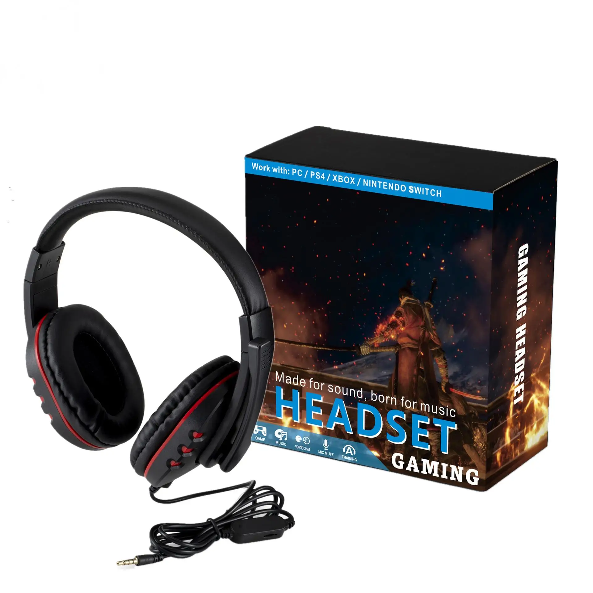 3,5-mm-Kopfhörer, kabelgebunden, Gaming-Headset, Kopfhörer für PS4, Playstation 4, Game PC, Chat-Headset mit Mikrofon