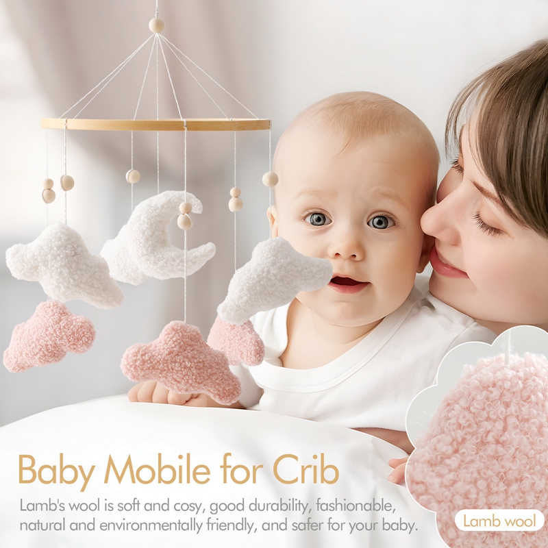 Sonajero móvil para cuna de bebé, juguete de madera para cama móvil de 0 a 12 meses, caja de música para recién nacido, campana para cama, soporte para juguetes colgantes, juguetes para cuna infantil