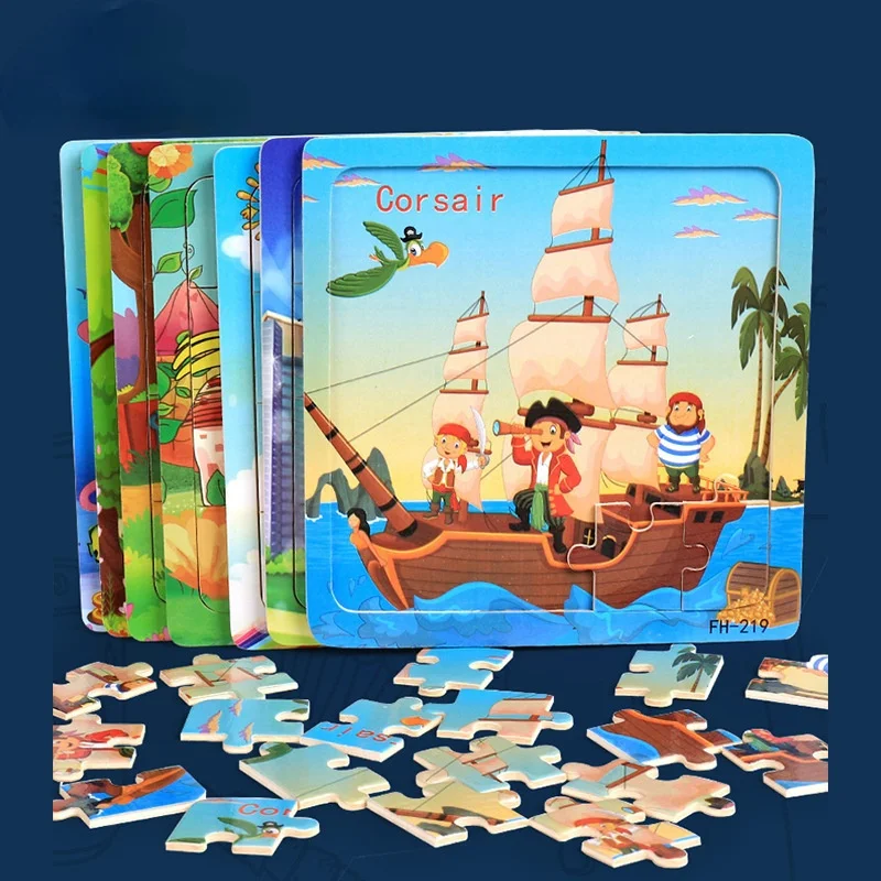 ใหม่ 20 ชิ้นไม้ 3d ปริศนาการ์ตูนสัตว์จิ๊กซอว์ปริศนา Montessori ของเล่นเพื่อการศึกษาเด็กทารก 1 2 3 ปี