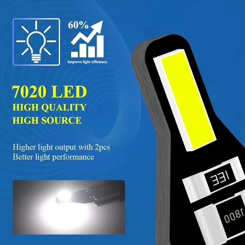 10 pçs t10 w5w led canbus lâmpada 194 168 7020 cob 2smd luzes interiores do carro lâmpada de leitura lâmpada cunha branco livre erros