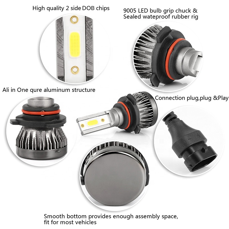 2 unidades/par mini luzes auto h7 led h4 lâmpada h3 h8 h9 h11 9005 9006 9012 6000lm farol do carro h1 6000k luz de nevoeiro automática 12v lâmpada led
