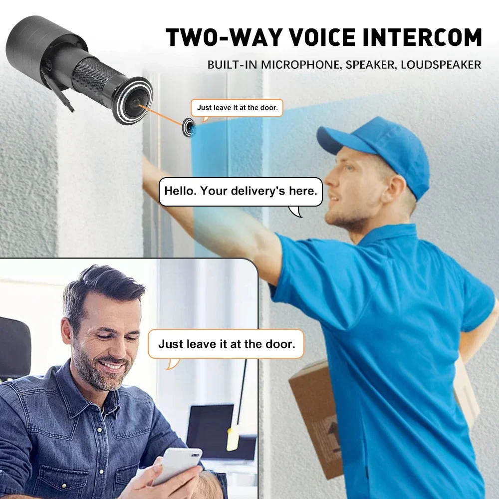 2MP 1080P HD WiFi Door Viewer Camera Video-Eye Peephole with Motion Detection & Two-Way Audio, Tuya Smart Life For Home Security