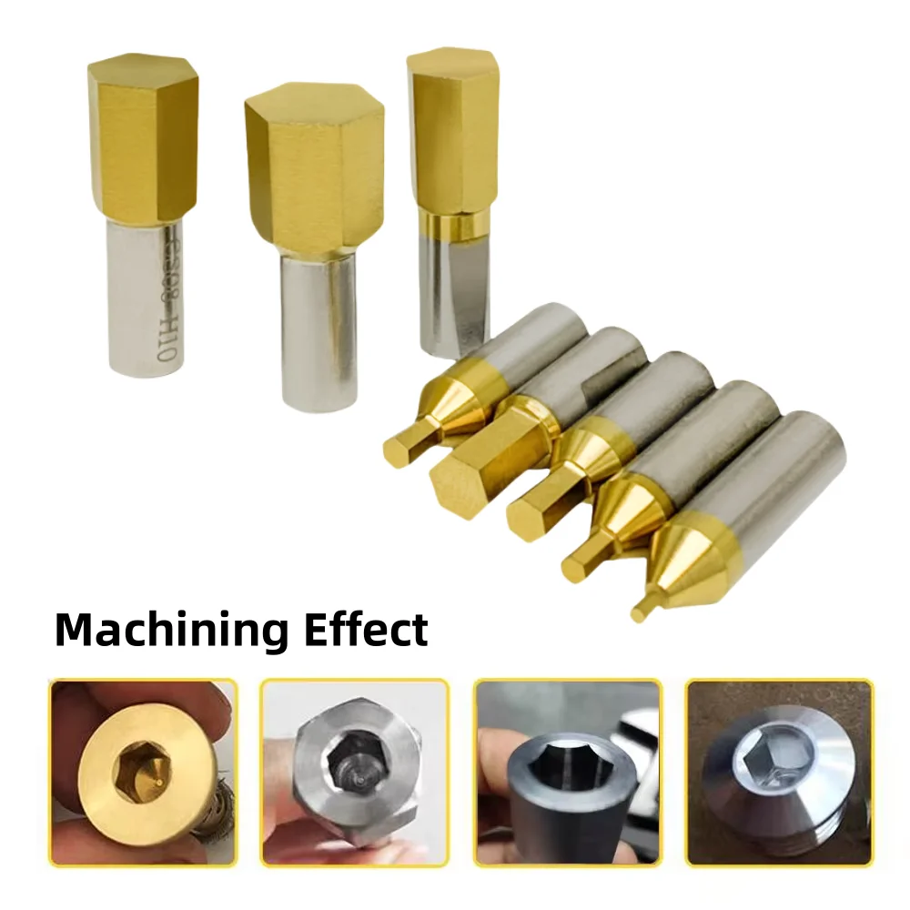 CT08 HSS-Tin Rotary Broaching Tool Punching Cutter  8mm Shank Inner Hexagon for Steel