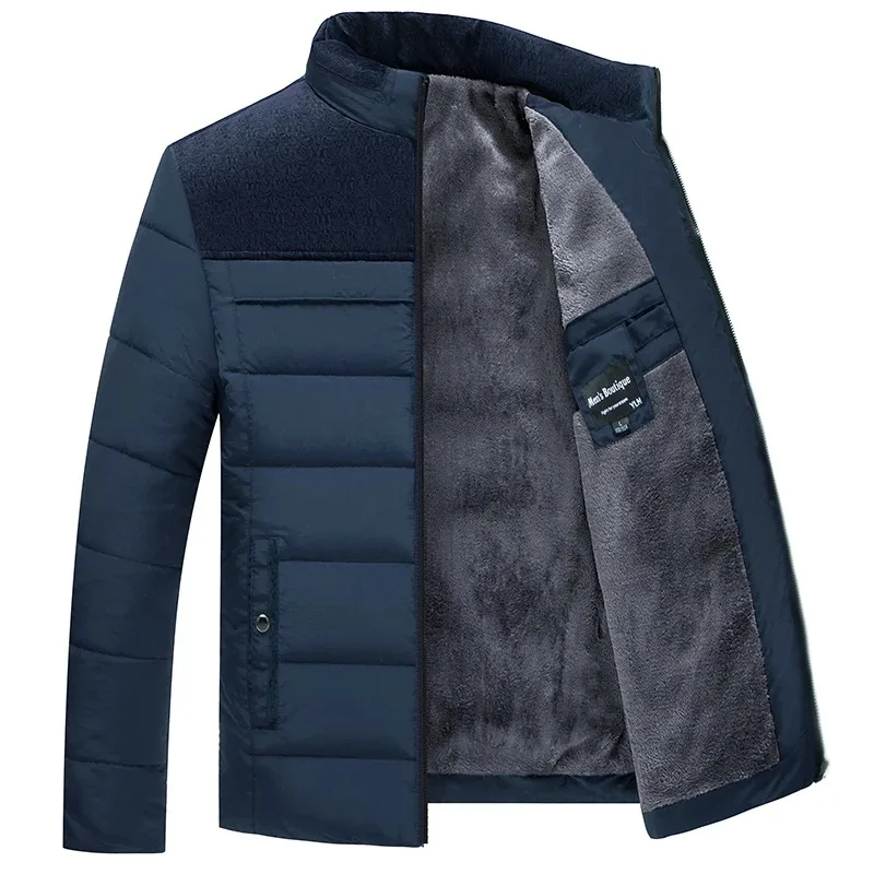 Jaqueta puffer masculina de pelúcia espessada parkas gola jaqueta casaco masculino inverno quente grosso zíper casaco acolchoado para homem