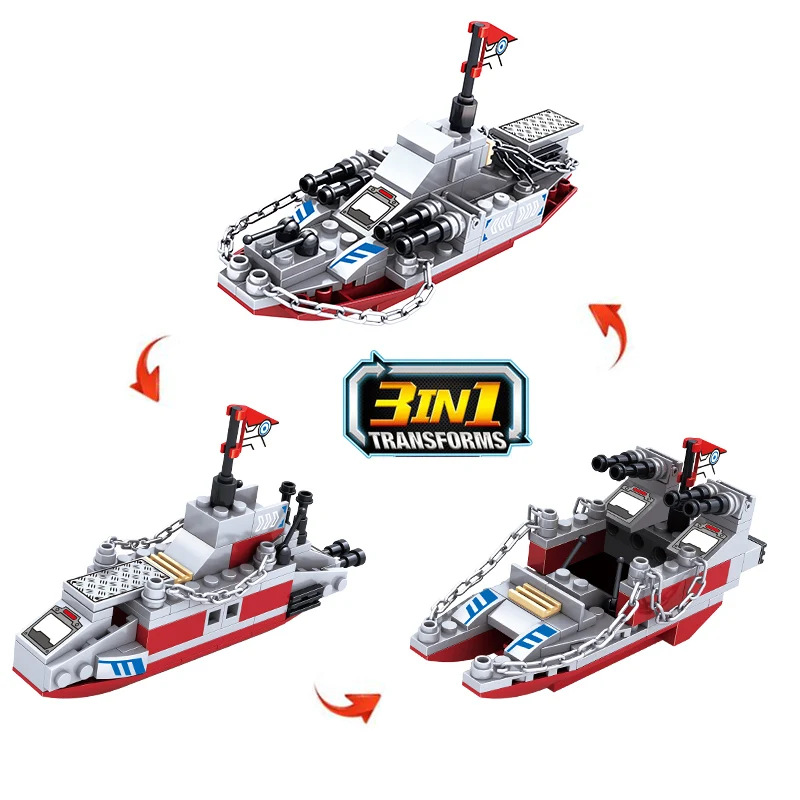 Navy War Chariot Ship Building Blocks para meninos, Modelo de avião do exército, Navios de guerra Bricks Brinquedos, Compatível com Lego Construction Set