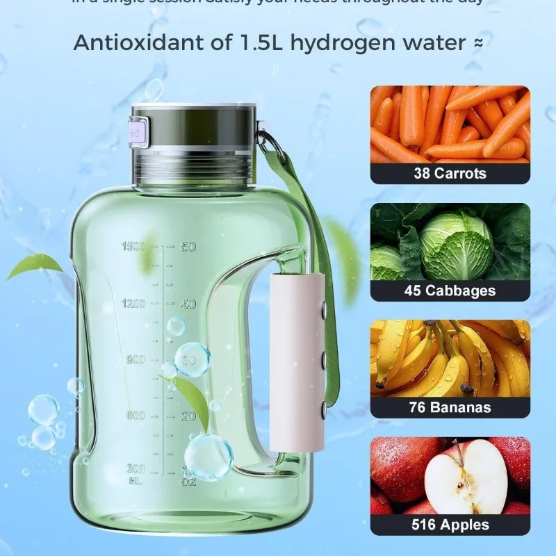 ขวดน้ําไฮโดรเจน 1.5 ลิตร ขวดน้ํากีฬาแบบพกพาที่อุดมด้วยไฮโดรเจน เครื่องกําเนิดน้ําไฮโดรเจนแบบโมเลกุลที่อุดมไปด้วย