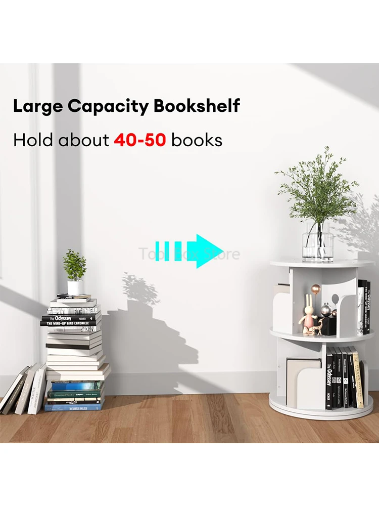 360 Degree Rotating Bookshelf Storage Shelf Children Book Shelf Multi-layer Book Cabinet Storage Rack Household Corner Bookcase