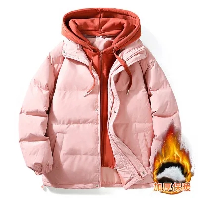 Jaqueta com capuz extragrande masculino, Monocromática, Grossa, Quente, Blusão, Sobretudo, Exterior, Inverno