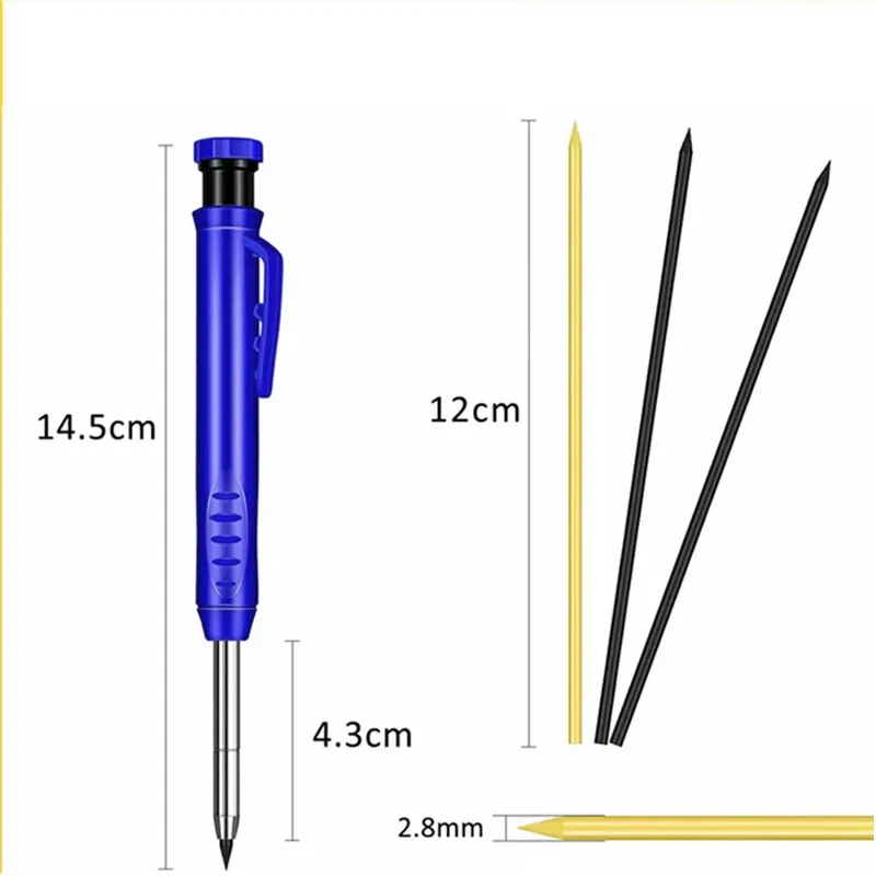 Solide timmermanspotloodset Houtbewerkingsgereedschap Vulpotlood 5-kleuren Navulling Bouw Job Tools Timmerwerk Markering Kraspen