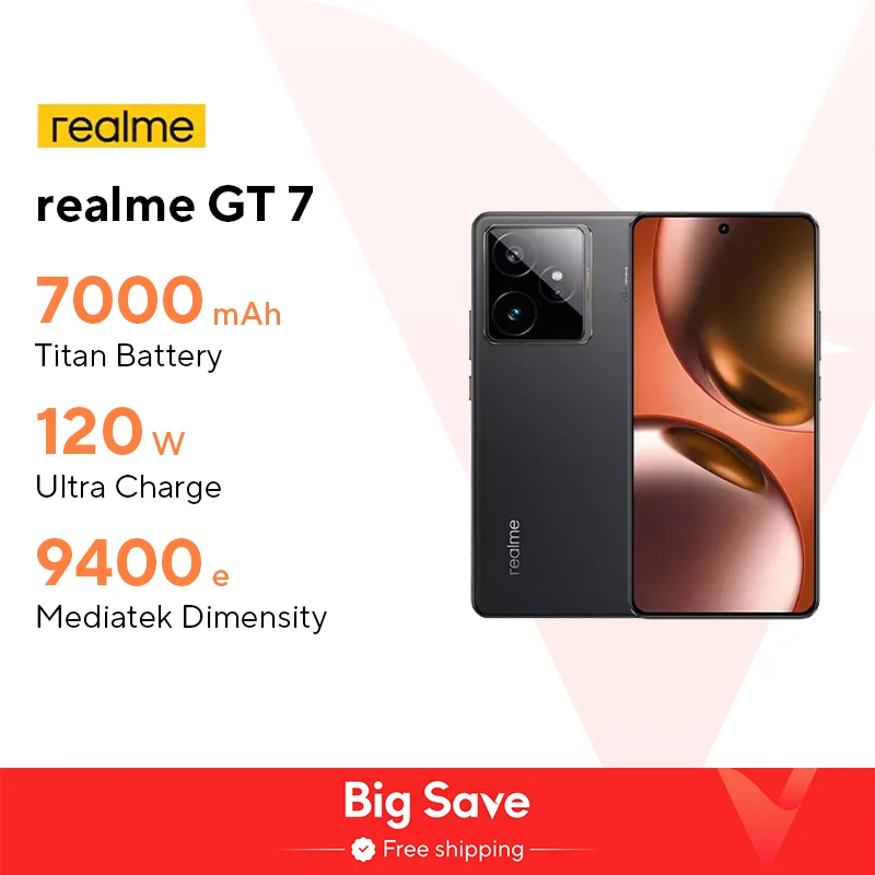 Global Version realme GT 7 5G AI Smartphone MTK Dimensity 9400e 6000nits Pro-Esports Display 7000 mAh Battery 120W Ultra Charge