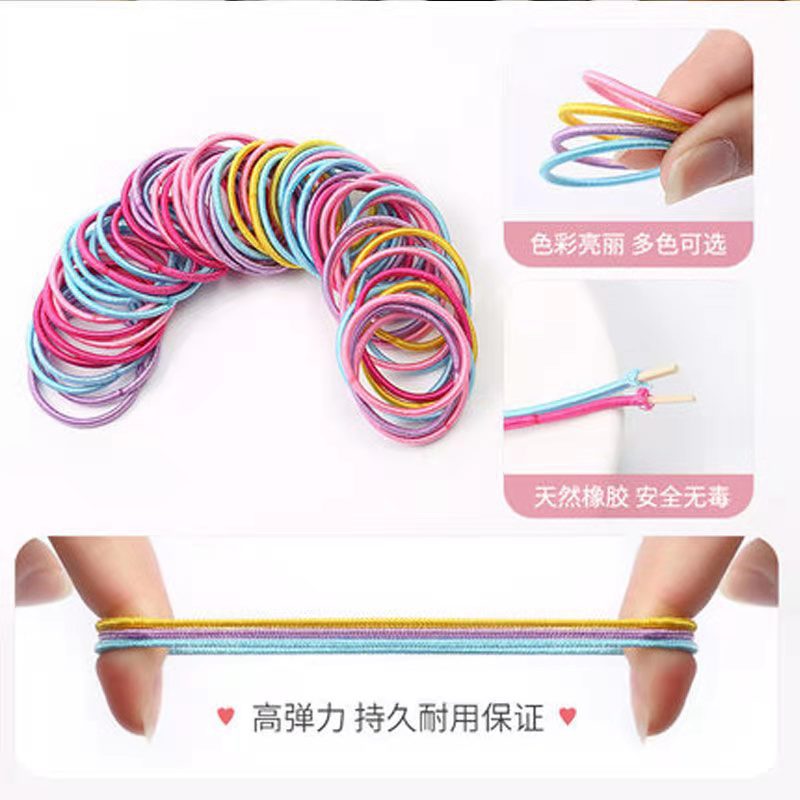 100 pçs/set meninas elásticos faixas de cabelo meninas acessórios para o cabelo 2.5cm faixa de borracha colorida crianças rabo de cavalo titular crianças laços de cabelo