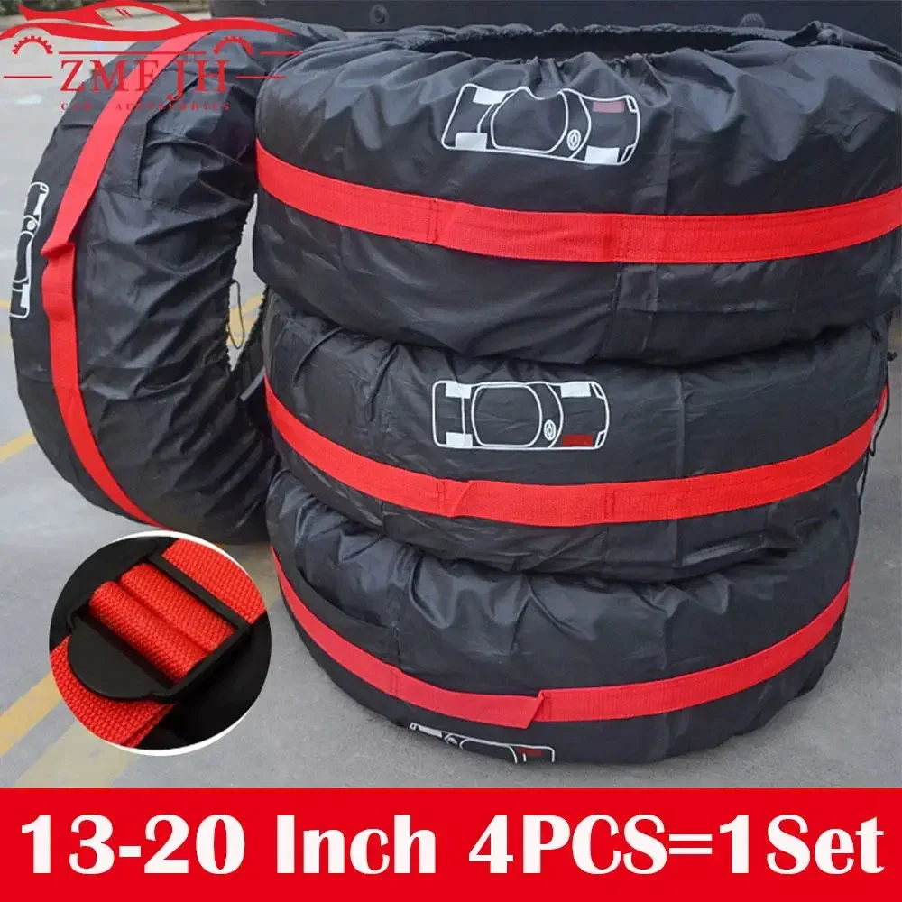 1 Máy Tính 、 4 Xe Lốp Dự Phòng Cover Polyester Tự Động Bánh Lốp Xe Túi Trữ Xe Lốp Phụ Kiện Chống Bụi Bảo Vệ tạo Kiểu Tóc