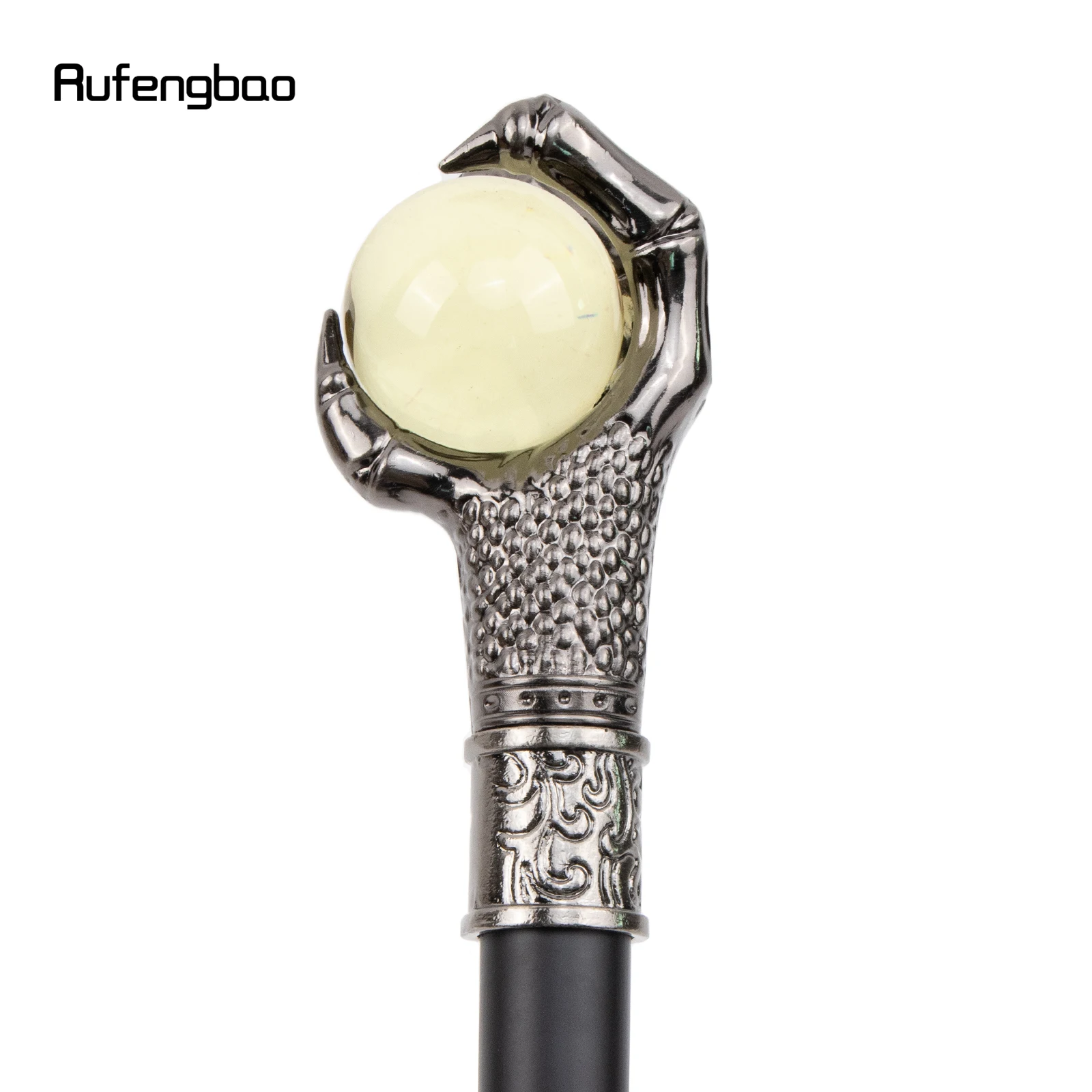 ドラゴンのグリップライト,黄色のガラス玉,銀,ウォーキング,ファッション,装飾的なウォーキングスティック,コスプレサトウノブ,かぎ針編み,93cm