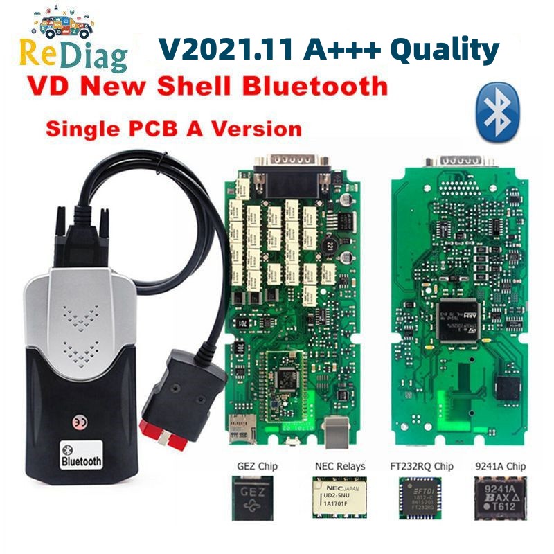 Stock europeo Lector de código OBD2 para coches y camiones, placa PCB única, Calidad A +++, V2021.11, V2020.23, Multidiag Pro + VD150