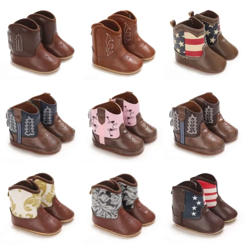 Baby-Cowboystiefel – Western-Stil |   Lauflernschuhe mit weicher Sohle für Neugeborene und Vorschulkinder