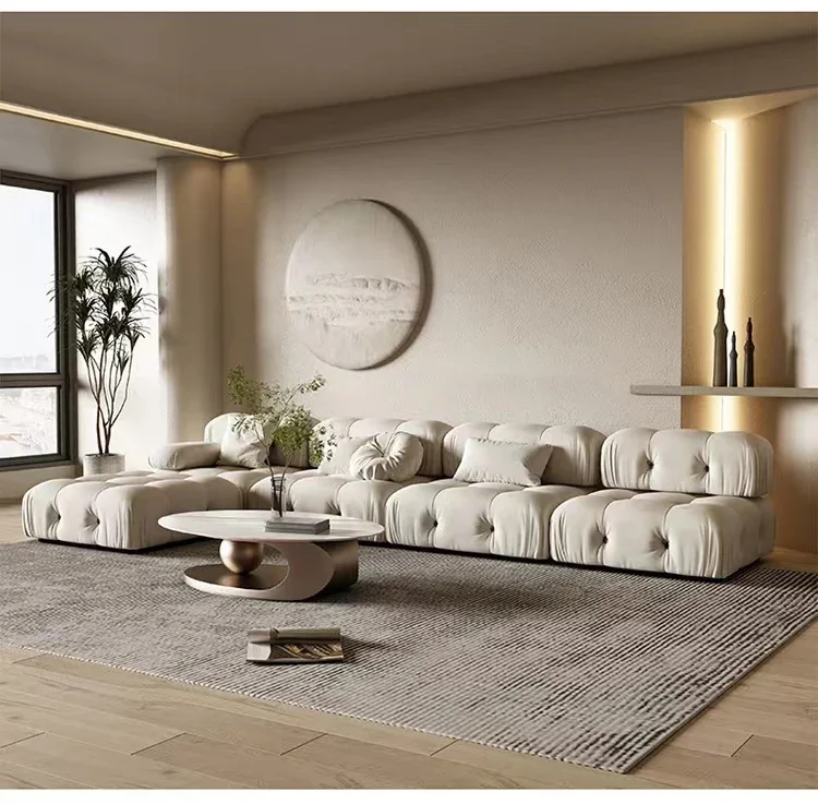 Neues, modernes Design-Couchtisch-Set aus gesintertem Stein, Wohnzimmer-Couchtische in der Mitte mit Stauraum und Beistelltisch