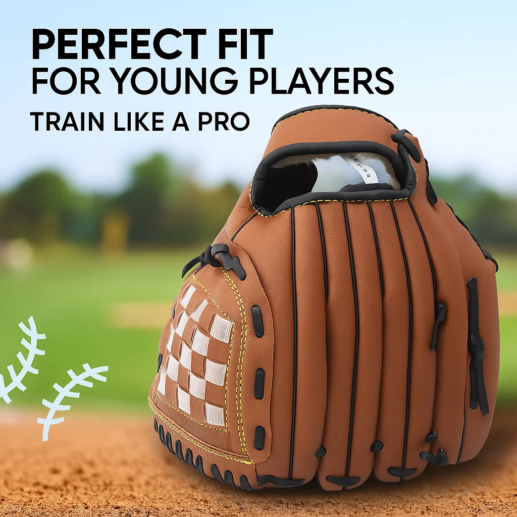 Luvas de beisebol esportivas para acampamento ao ar livre, equipamento de prática de softball, tamanho 9.5, mão esquerda para crianças/adultos, homem, mulher, treinamento
