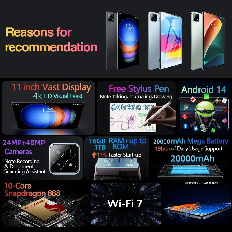 2024 Global Xioami Pad 6S Pro Global Version Tablet PC Android 14 16GB+1TB Snapdragon 888 11 Inch HD 4K 5G WIFI Bluetooth Mi Tab