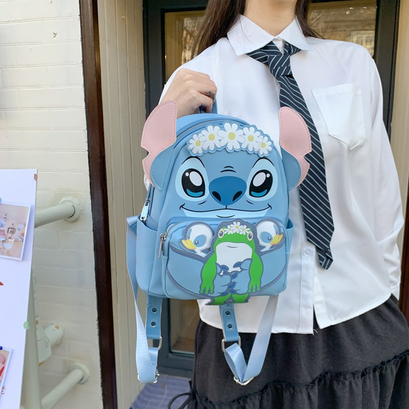 Disney's new 2025 cute cartoon print blue Stitch backpack cute street small satchel personalized backpack foreign style girl