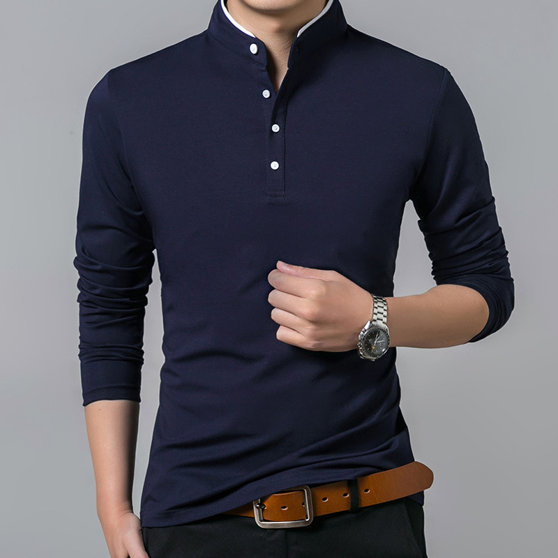 Herren Business Casual Langarm-Polo-T-Shirt Sommer Bequemes, atmungsaktives Oberteil für formelle Anlässe