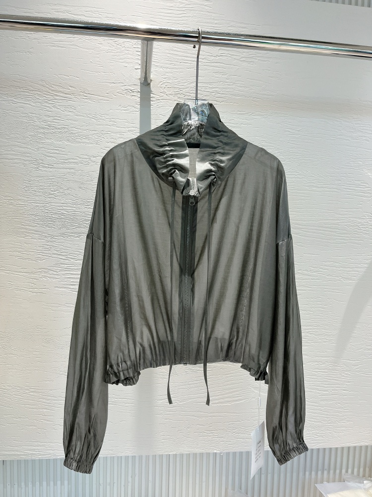 Csa Fena Leve Estilo Coreano para Atividades ao Ar Livre com Gola Alta e Zíper, Proteção Solar, Moda para o Verão 2025