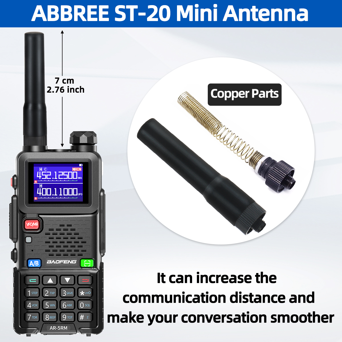 ABBREE SF-20 Mini Weiche Antenne Dual Band VHF UHF SMA-Buchse Für Baofeng UV-32 UV-5RUV-21 PRO Quansheng UV-K5 8 Walkie Talkie