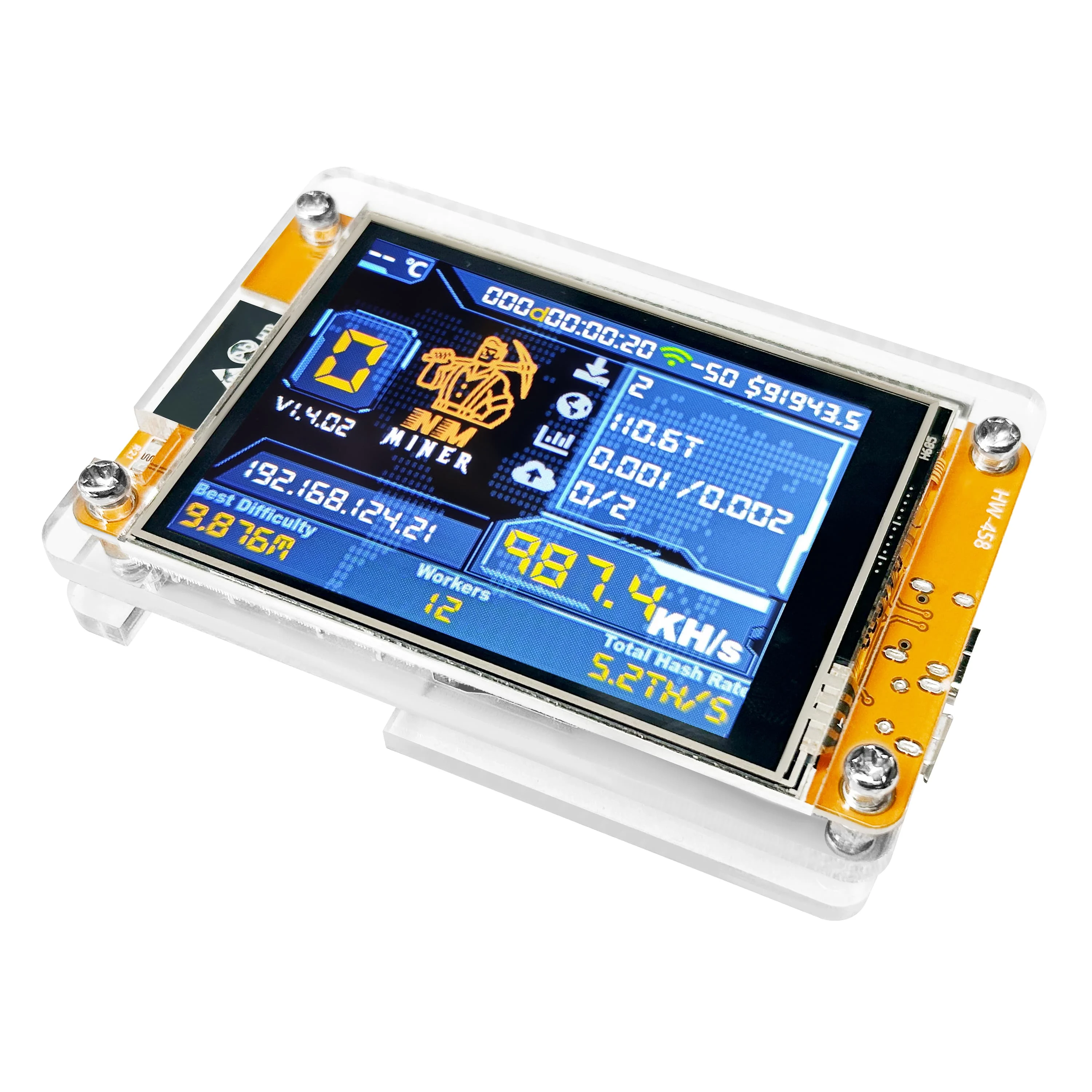 NMMiner Solo Lottery Hashrate 987KH/s Bitcoin Lucky Miner dla nerdów komputerowych 2.8 calowy Smart Display Crypto ESP32-2432S028R DROOM