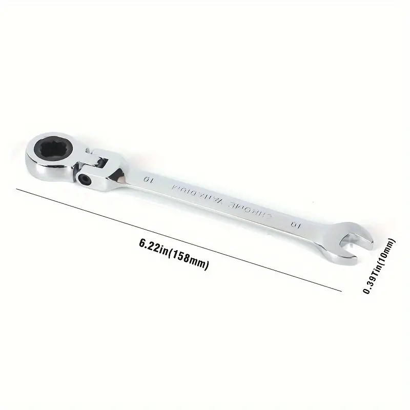 Ratschenschlüssel mit Schlüsseln, Schraubenschlüssel-Set, Handwerkzeug, 72 Zähne, Ratschen, flexibler Kopf, Spiegel-Finish, Ratschenschlüssel 10 mm