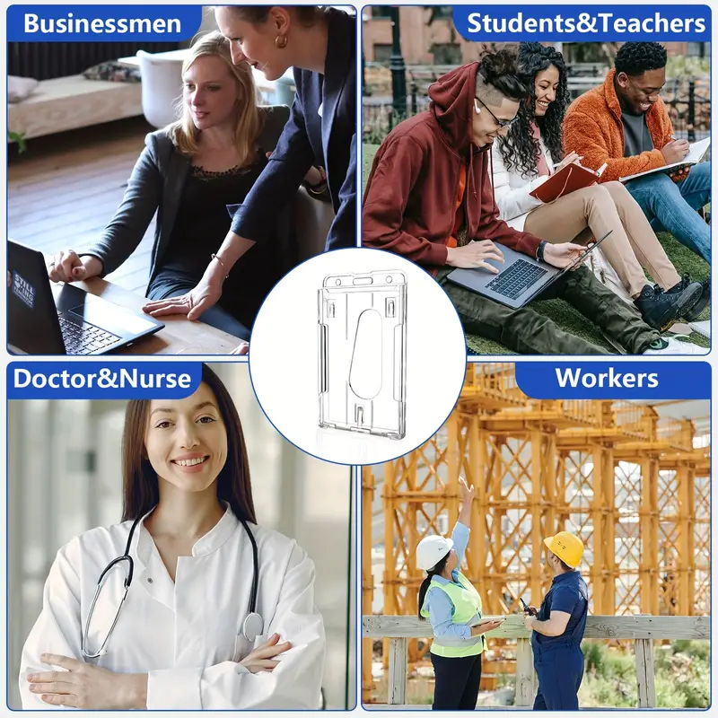 2pcs Heavy-Duty Badge Holders with Retractable Clip - Transparent, Scratch-Proof ID & Keychain Cases for Students, Bank Cards