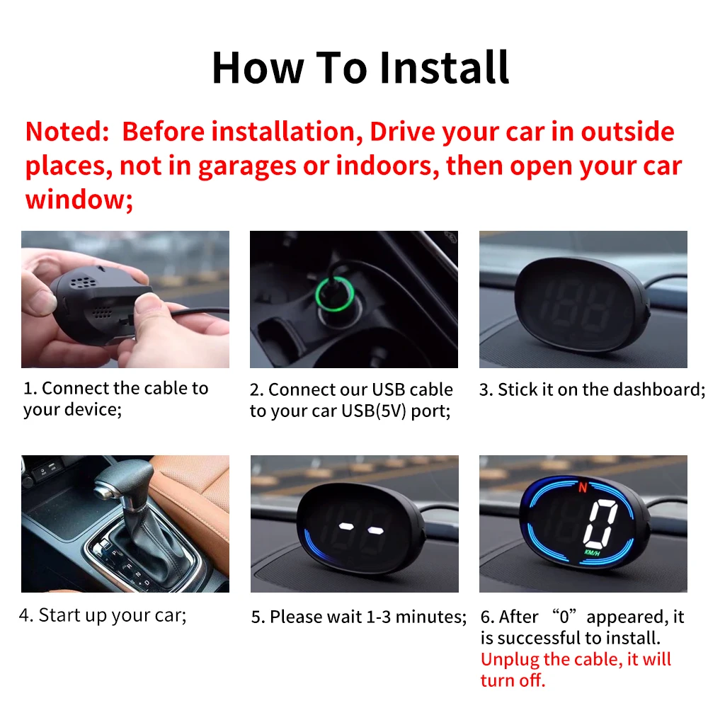 KWHUD H2 HUD Head Up Display GPS velocímetro Digital para medidor de velocidad de coche MPH KM/H USB Plug & Play dispositivos electrónicos para automóviles
