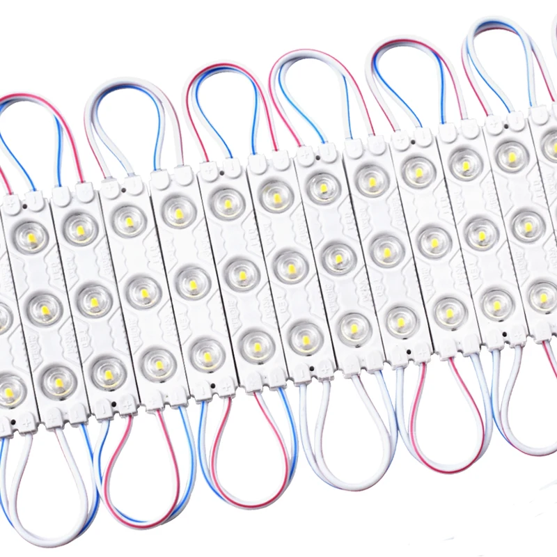 Módulo de señal LED de inyección 2835SMD, 20 unids/lote, DC12V, 3LED de brillo, retroiluminación de letrero publicitario impermeable para exteriores
