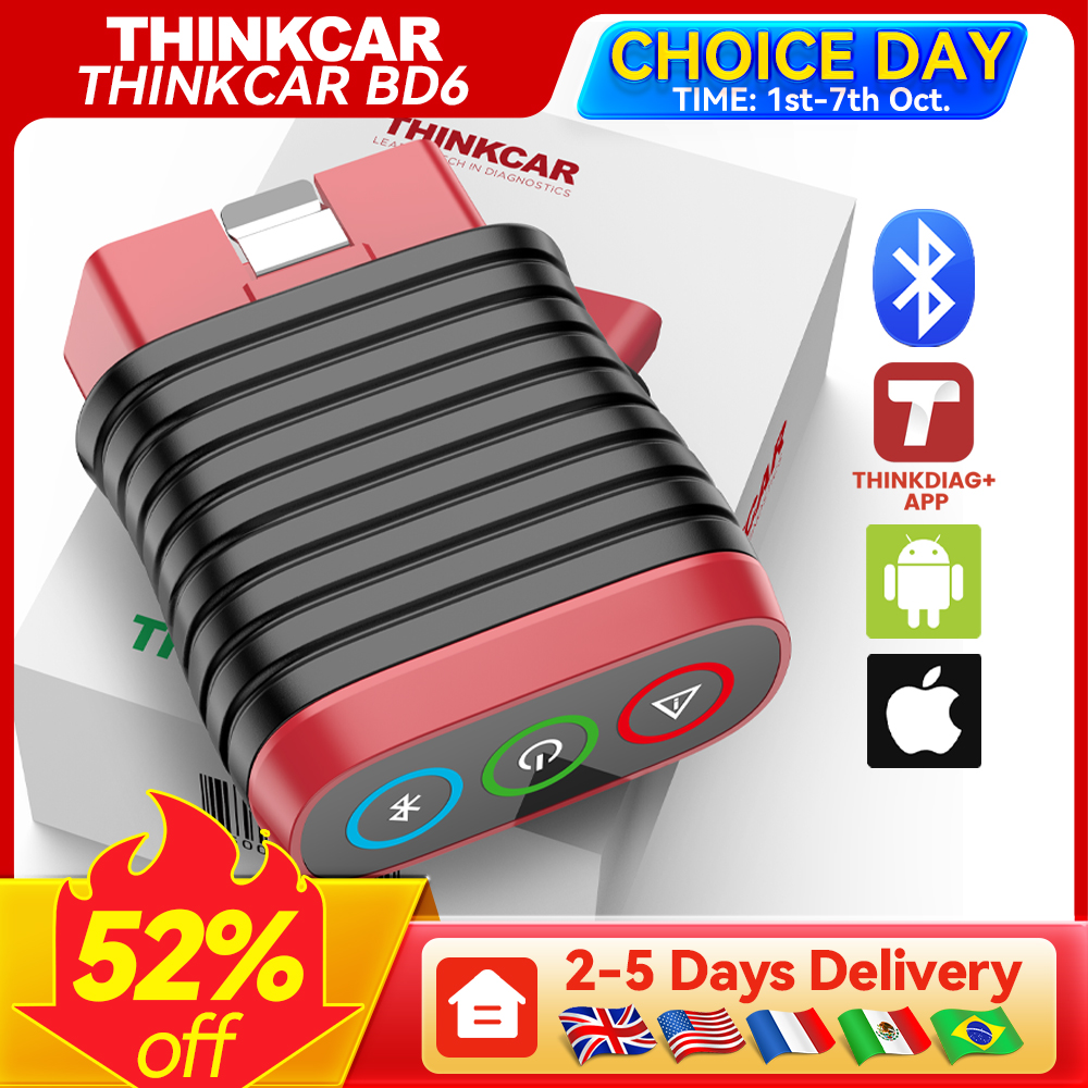 Levenslange gratis update THINKCAR BD6 obd2-scanner Bluetooth, alle systeemdiagnostische hulpmiddelen 5 resetten voor 120 automarken iOS en Android