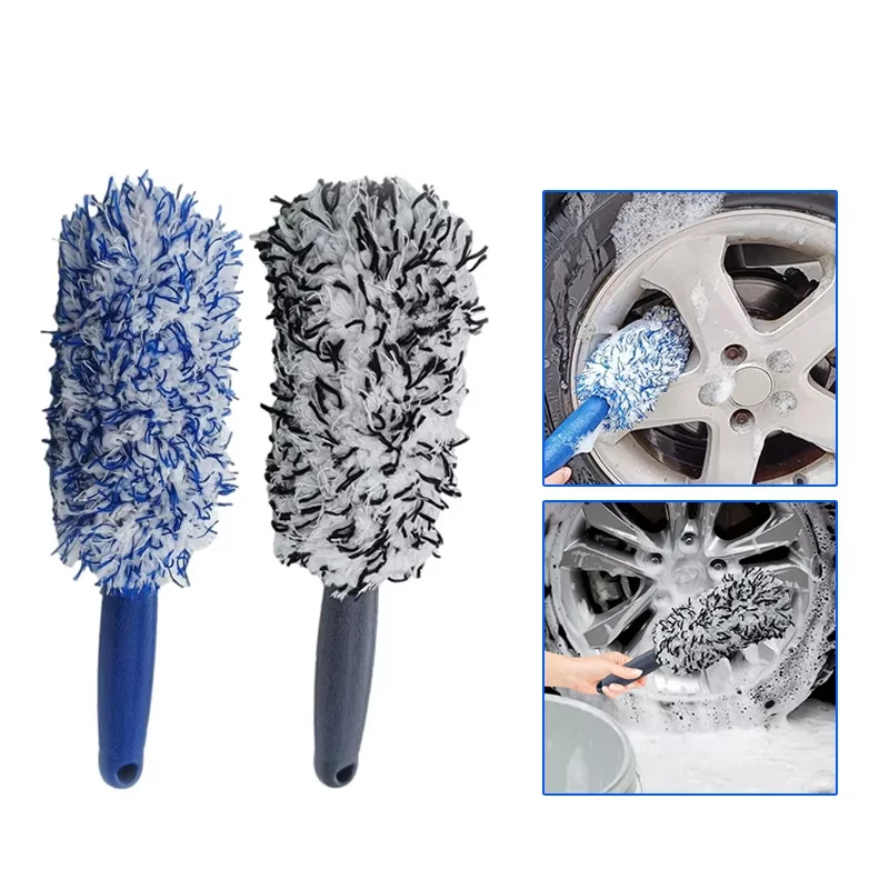 Spazzola per la pulizia dell'auto Spazzola per la pulizia dell'auto Spazzola per ruote portatile in peluche per pneumatici e cerchioni Accessori per la cura dell'auto Strumento per spazzole multifunzionale Cura dell'auto