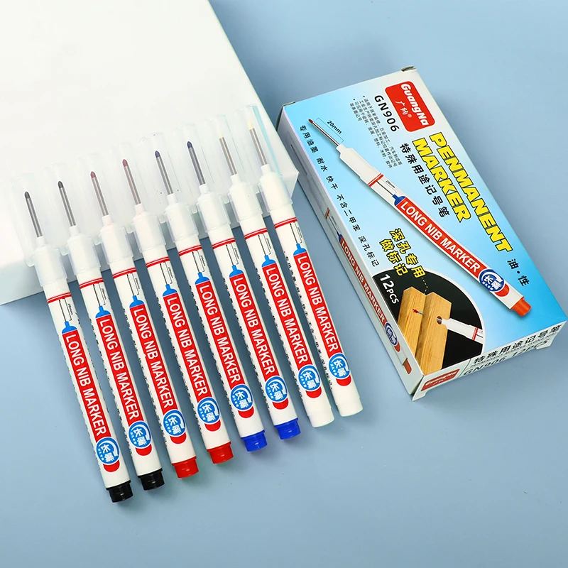 4Pcs/Set 20mm Deep Hole Long Nib Head Markers For Metal Perforating Pen Waterproof Bathroom Woodworking Decoration Multi-Purpose