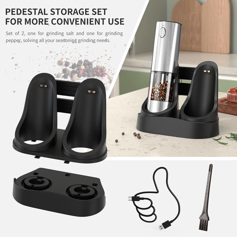 Molinillo de sal y pimienta eléctrico recargable con aspereza ajustable, molino recargable, utensilio de cocina alimentado por batería