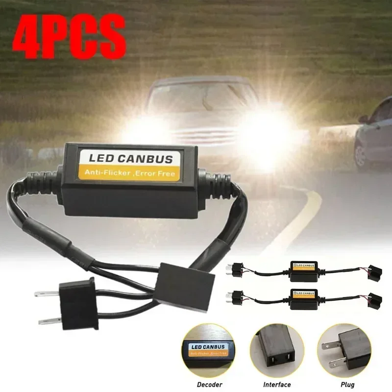 Décodeur LED automobile H1/H4/H7/H11/9005/9006, noir, Anti-scintillement, décodeur Canbus, éliminateur de défauts, accessoire automobile, 1/4 pièces