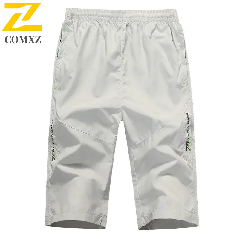 Шорты мужские длинные быстросохнущие, эластичные бермуды на молнии, карманы, тонкие легкие эластичные Капри, лето